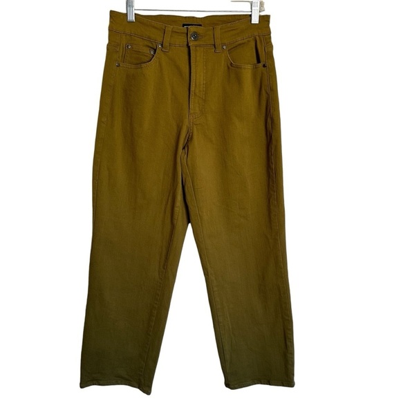 Universal Standard High Rise Wide Straight Leg Cropped Moss Green Jeans - Picture 1 of 12
